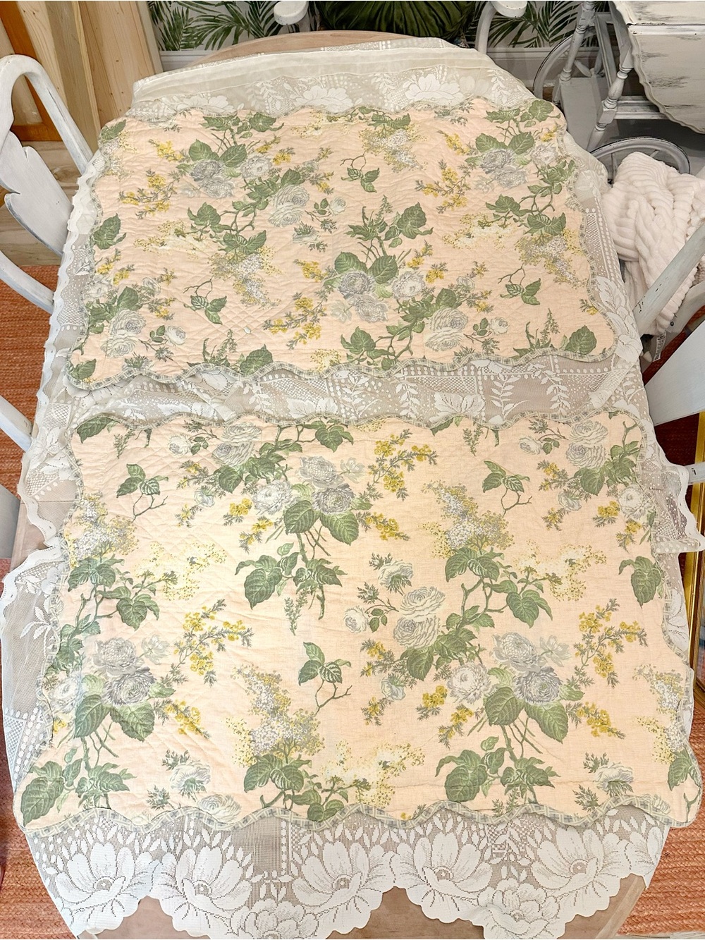 Vintage Quilted Floral Pillow Shams